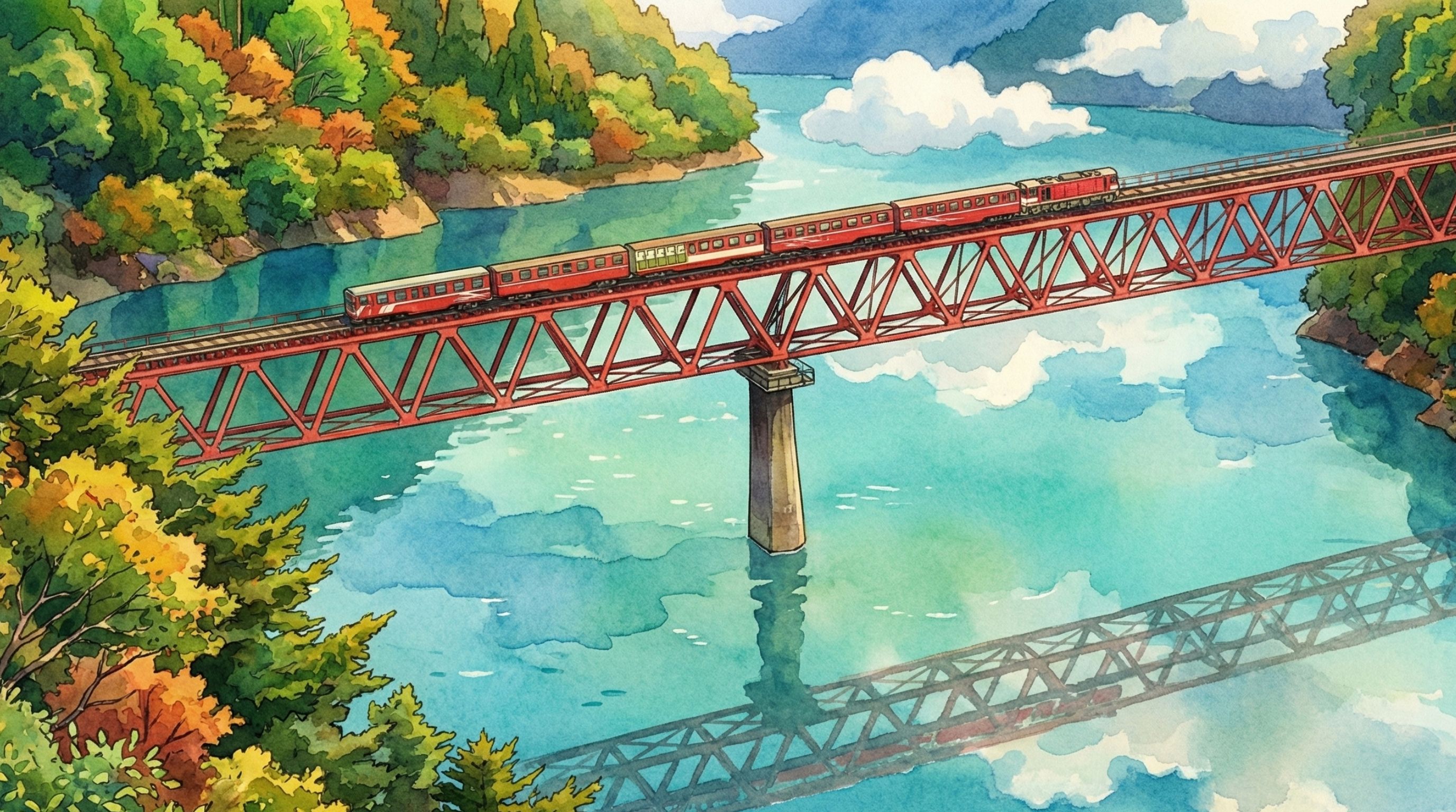 大井川鐵道と美しい自然の風景